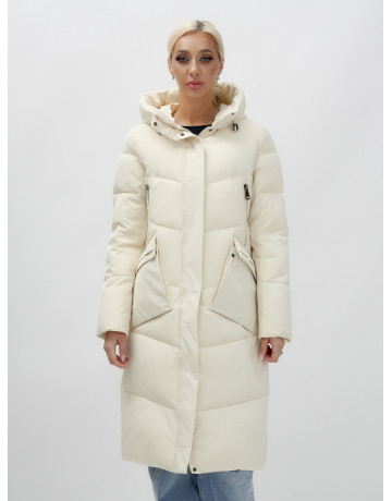 Длинный женский пуховик с капюшоном