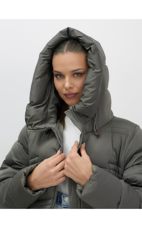 Длинный зимний пуховик для женщин с капюшоном