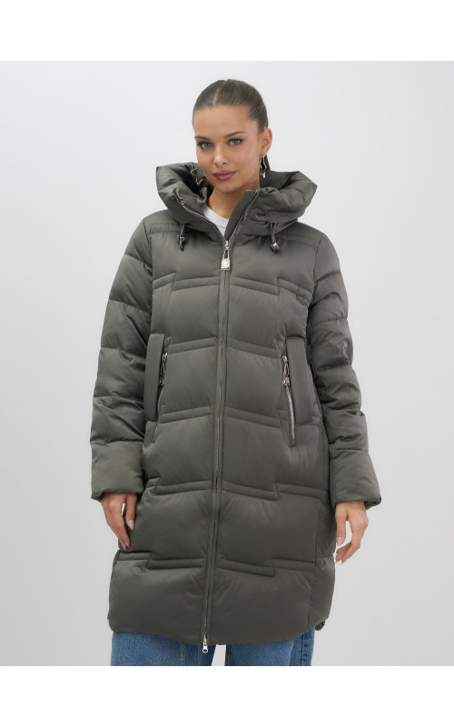 Длинный зимний пуховик для женщин с капюшоном