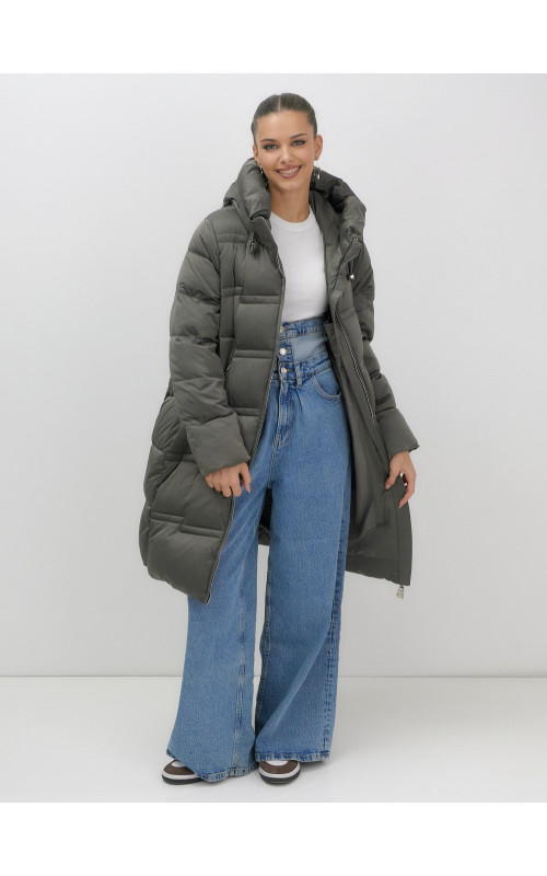 Длинный зимний пуховик для женщин с капюшоном