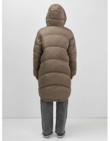 Длинный зимний пуховик с капюшоном для женщин