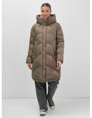 Длинный зимний пуховик с капюшоном для женщин