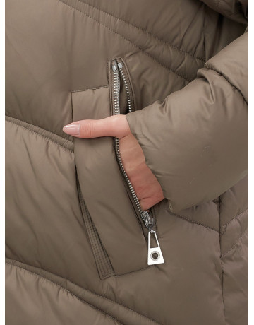 Длинный зимний пуховик с капюшоном для женщин