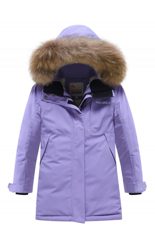 Зимняя парка для девочек розовая с капюшоном.