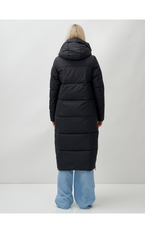 Длинный зимний пуховик с капюшоном для женщин