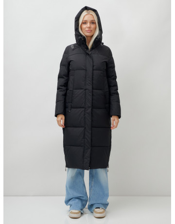 Длинный зимний пуховик с капюшоном для женщин