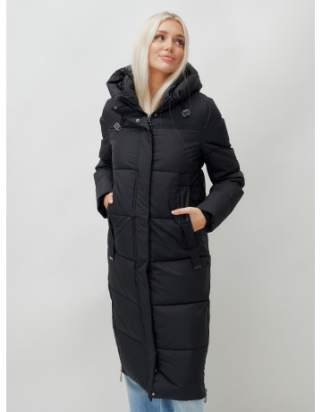 Длинный зимний пуховик с капюшоном для женщин