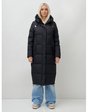 Длинный зимний пуховик с капюшоном для женщин