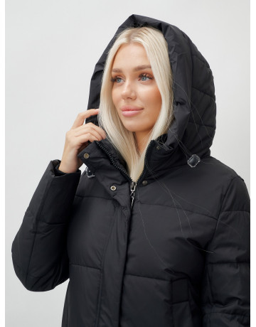 Длинный зимний пуховик с капюшоном для женщин
