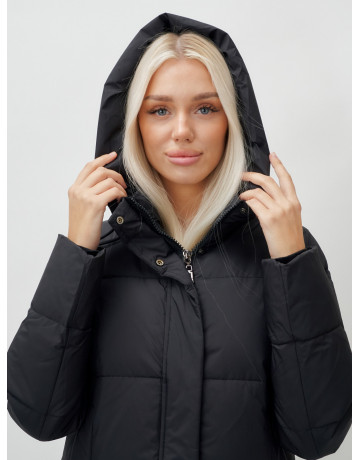 Длинный зимний пуховик с капюшоном для женщин