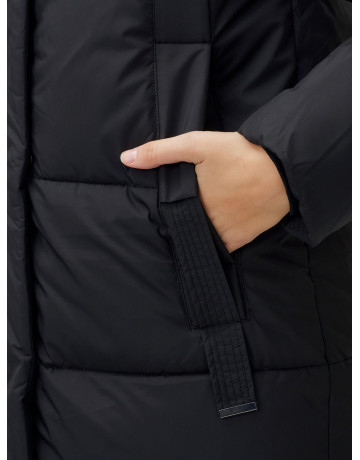 Длинный зимний пуховик с капюшоном для женщин