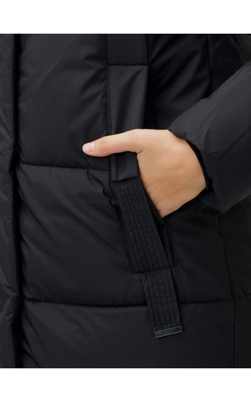 Длинный зимний пуховик с капюшоном для женщин