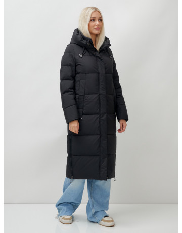 Длинный зимний пуховик с капюшоном для женщин