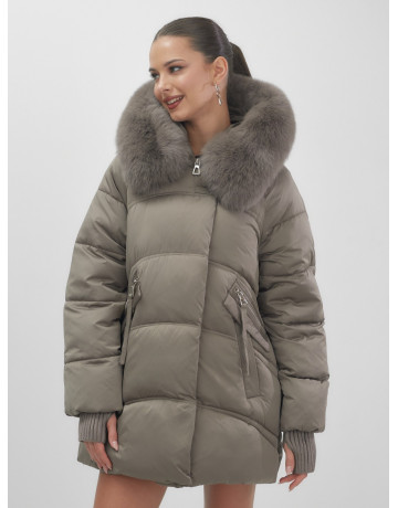 Пуховик с песцовым мехом, сезон осень-зима 2025, для женщин