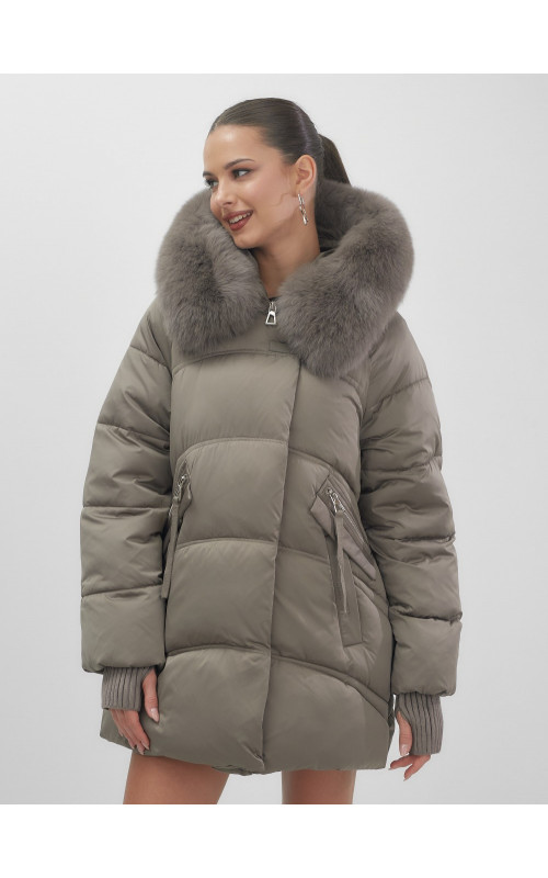 Пуховик с песцовым мехом, сезон осень-зима 2025, для женщин