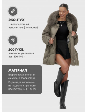 Пуховик с песцовым мехом, сезон осень-зима 2025, для женщин