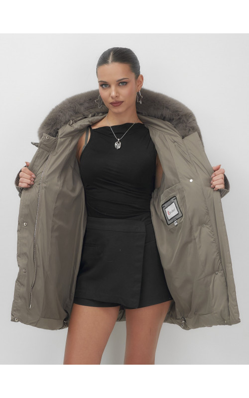 Пуховик с песцовым мехом, сезон осень-зима 2025, для женщин