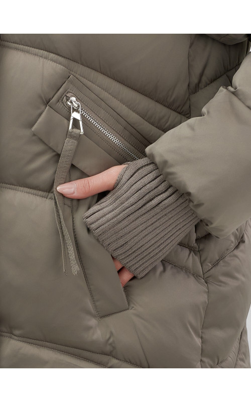 Пуховик с песцовым мехом, сезон осень-зима 2025, для женщин