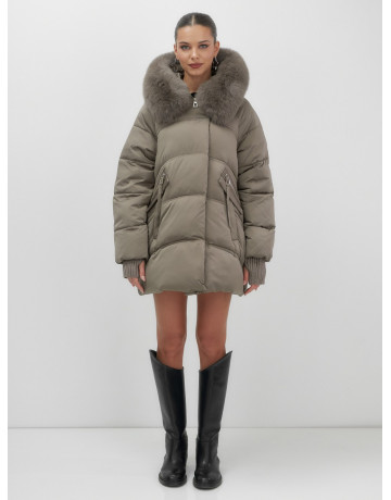 Пуховик с песцовым мехом, сезон осень-зима 2025, для женщин