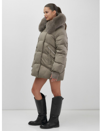 Пуховик с песцовым мехом, сезон осень-зима 2025, для женщин