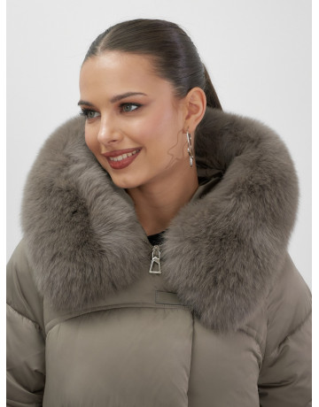 Пуховик с песцовым мехом, сезон осень-зима 2025, для женщин