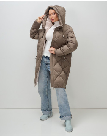 Длинный женский пуховик с капюшоном для зимы