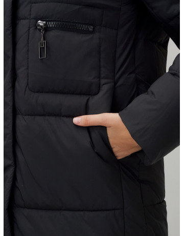 Длинный зимний пуховик с капюшоном для женщин