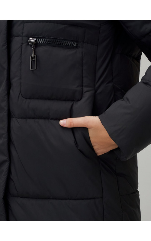 Длинный зимний пуховик с капюшоном для женщин