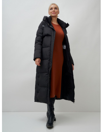 Длинный зимний пуховик с капюшоном для женщин