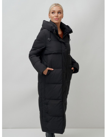 Длинный зимний пуховик с капюшоном для женщин