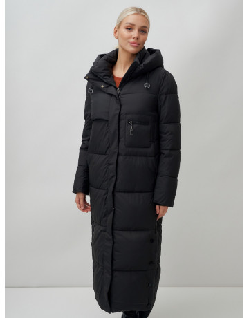 Длинный зимний пуховик с капюшоном для женщин