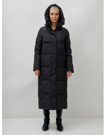 Длинный зимний пуховик с капюшоном для женщин