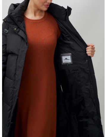 Длинный зимний пуховик с капюшоном для женщин