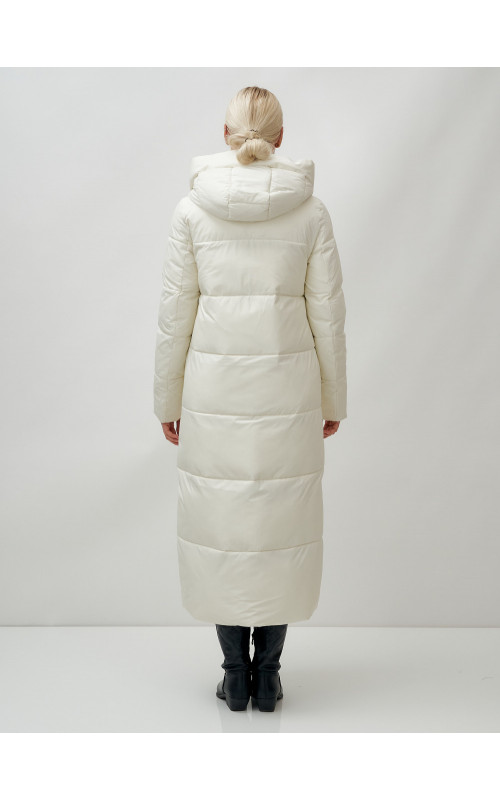 Длинный зимний пуховик с капюшоном для женщин