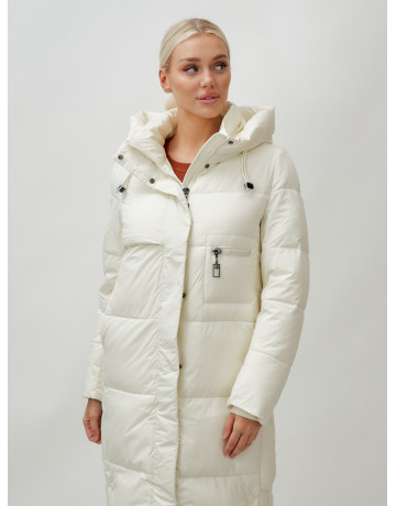 Длинный зимний пуховик с капюшоном для женщин
