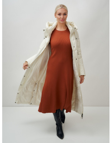 Длинный зимний пуховик с капюшоном для женщин