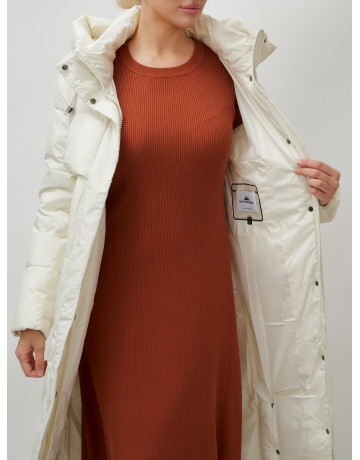 Длинный зимний пуховик с капюшоном для женщин