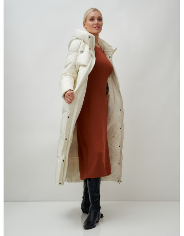 Длинный зимний пуховик с капюшоном для женщин