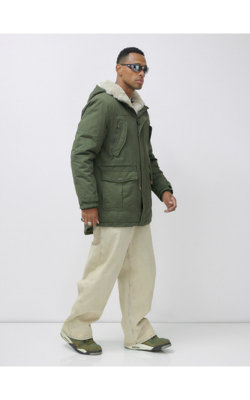 Мужская зимняя парка с капюшоном для активного отдыха.