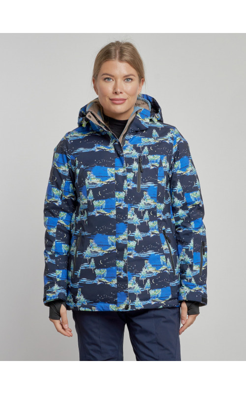 Женская горнолыжная куртка: тёмно-синий принт