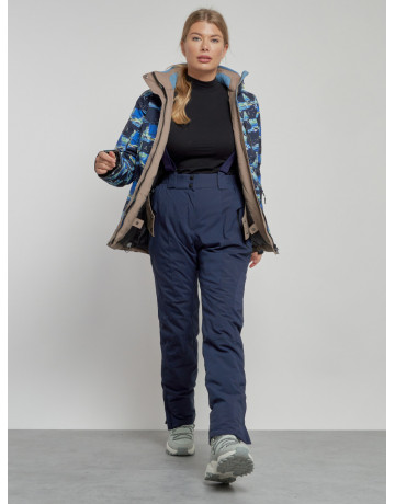Женская горнолыжная куртка: тёмно-синий принт