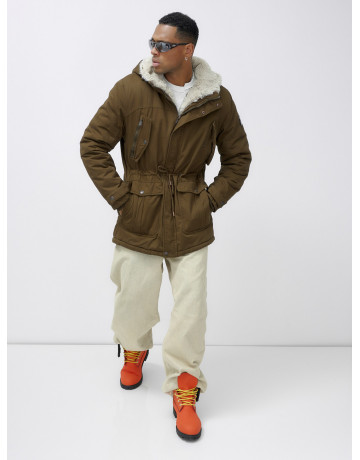 Мужская зимняя парка с меховым капюшоном для активного отдыха.