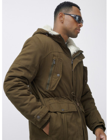 Мужская зимняя парка с меховым капюшоном для активного отдыха.