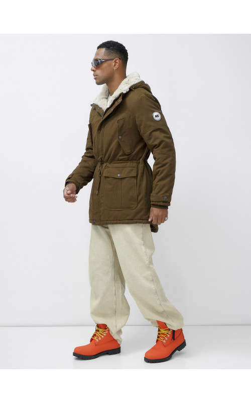 Мужская зимняя парка с меховым капюшоном для активного отдыха.