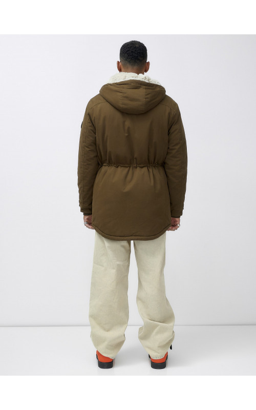 Мужская зимняя парка с меховым капюшоном для активного отдыха.