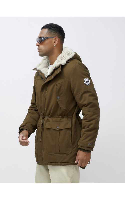 Мужская зимняя парка с меховым капюшоном для активного отдыха.