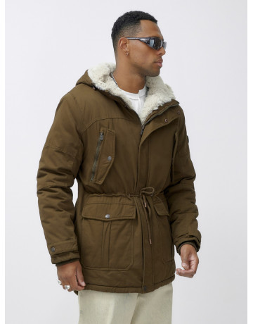 Мужская зимняя парка с меховым капюшоном для активного отдыха.