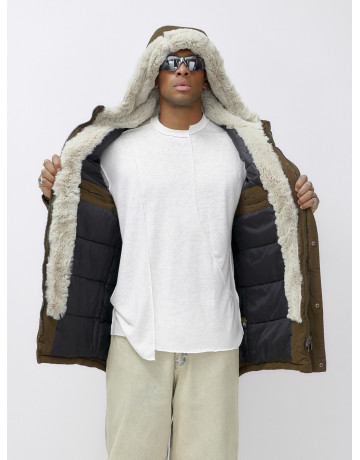 Мужская зимняя парка с меховым капюшоном для активного отдыха.