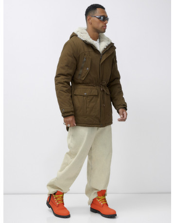 Мужская зимняя парка с меховым капюшоном для активного отдыха.