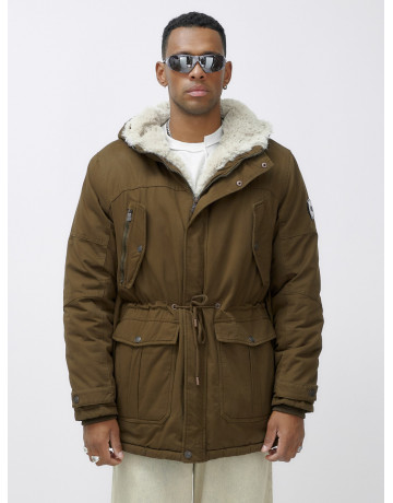 Мужская зимняя парка с меховым капюшоном для активного отдыха.